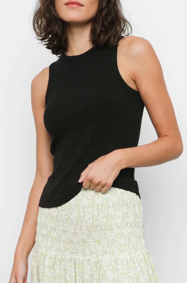 THE RACER TANK - BLACK print tank top