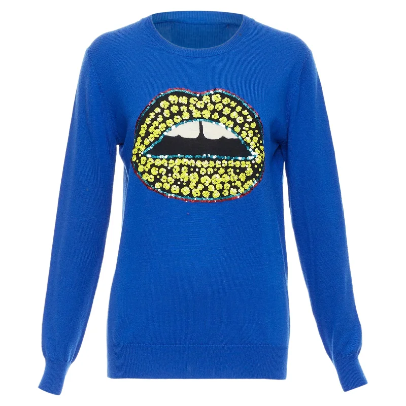 Markus Lupfer merino wool sequin lip sweater Toggled Drawstring Belted