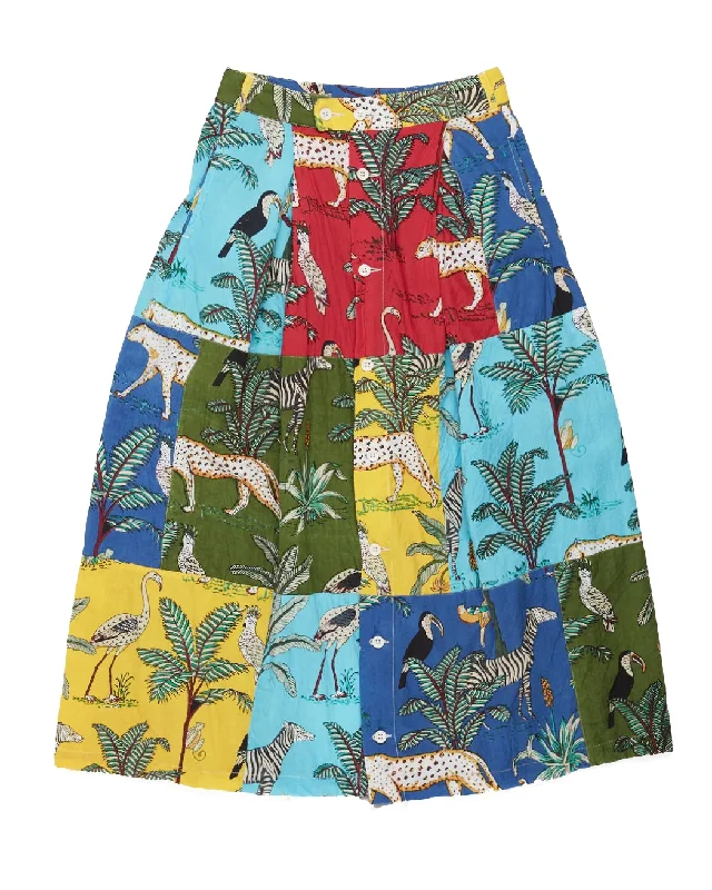 Engineered Garments Multi Color Animal Print Tuck Skirt cashmere skirt rich