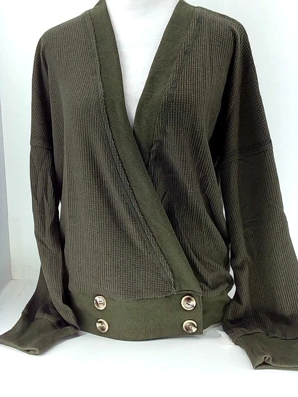 Women's Dark Green Knit Shrug Sweater - Small Silk Blend Satin Velvet