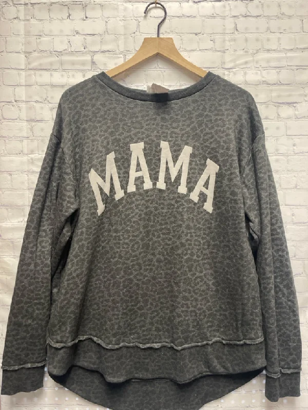 Size Large Ladies Black Animal Print Sweatshirt Hoodie with Elastic Waist Stretchable Comfortable Size Large Ladies Black Animal Print Sweatshirt Hoodie with Elastic Waist Stretchable Comfortable