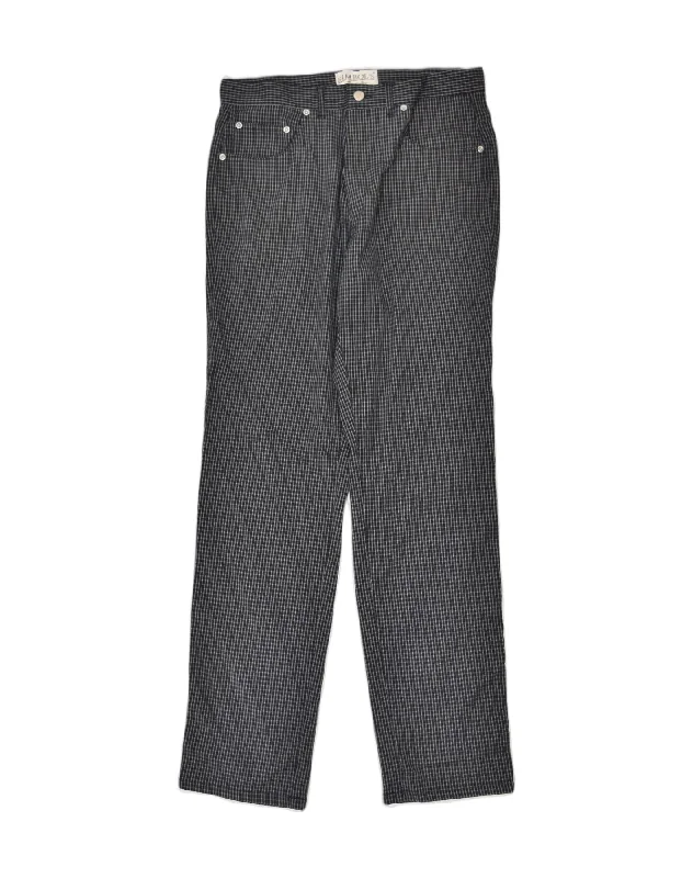 VINTAGE Womens Straight Casual Trousers IT 50 XL W34 L32 Black Check Trousers Pleated Formal VINTAGE Womens Straight Casual Trousers IT 50 XL W34 L32 Black Check Trousers Pleated Formal