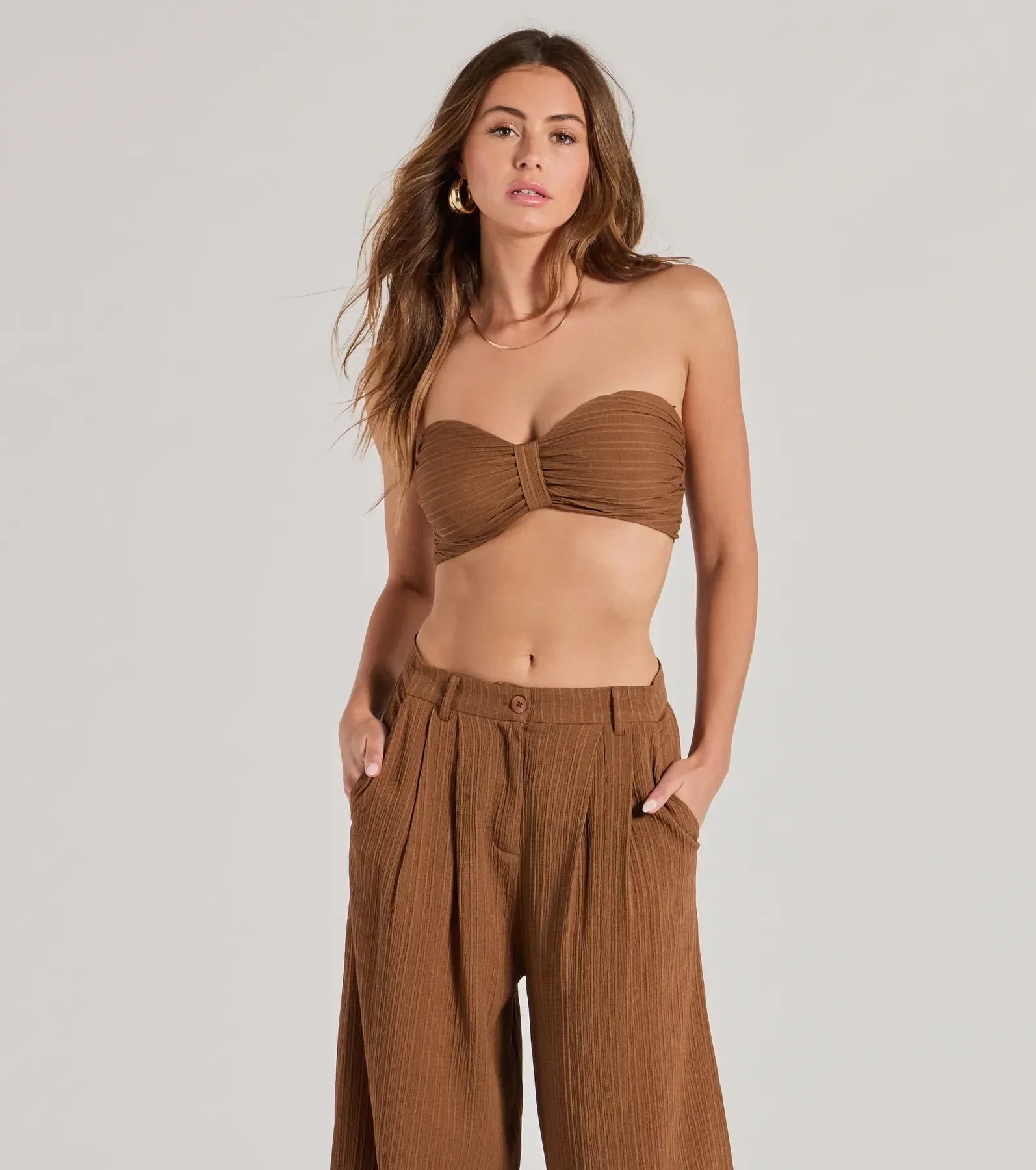 Endless Vacay Strapless Tube Crop Top Seamless Knitted Crochet