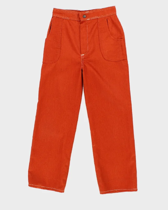Vintage Burnt Orange Cactus Embroidered Trousers - W24 L23 Trousers Gym Athletic
