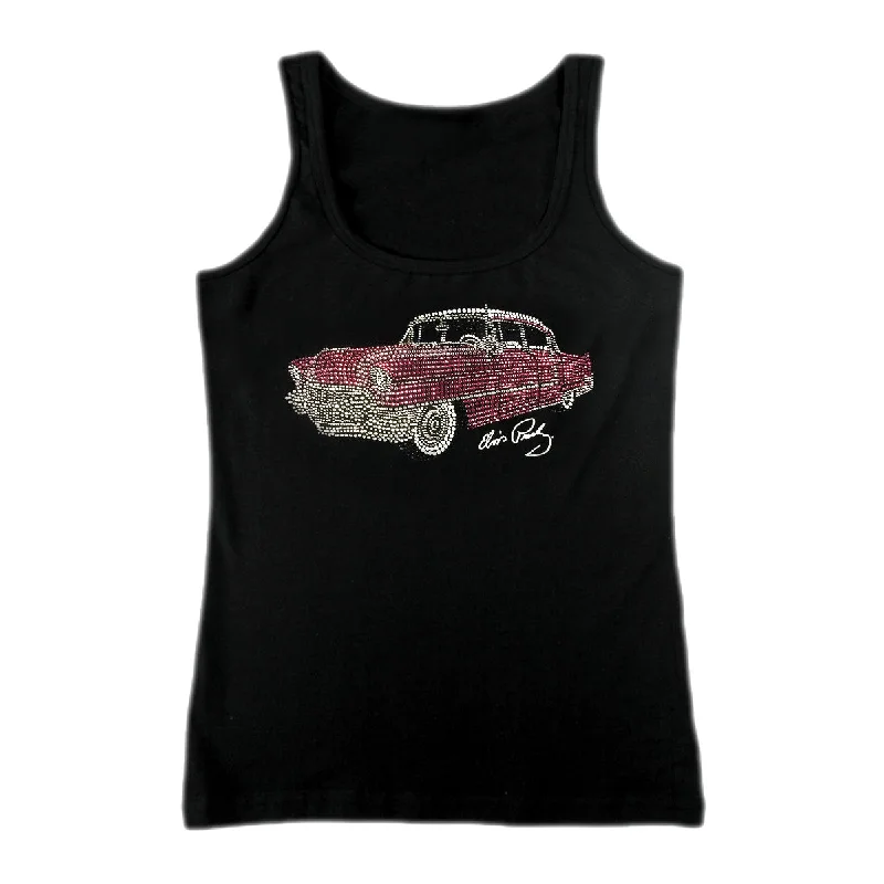 Rhinestone Embellished Pink Classic Car Women's Tank bronze tank top