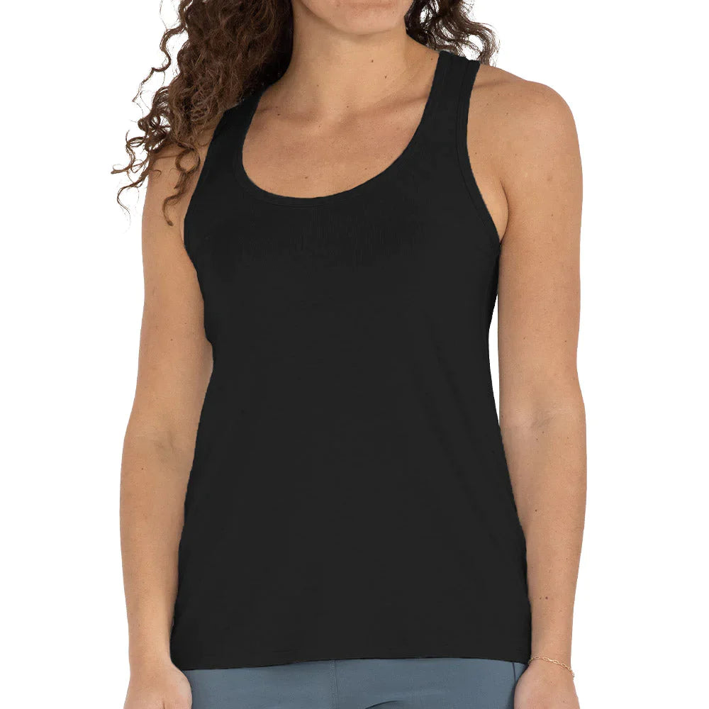 Free Fly Women's Bamboo Motion Racerback Tank in Black sleep tank top
