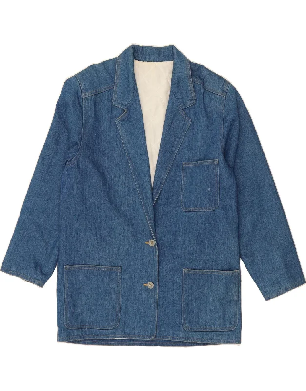 VINTAGE Womens Denim 2 Button Blazer Jacket UK 18 XL Blue Collared Jacket Crew Neck Jacket Turtle Neck Jacket VINTAGE Womens Denim 2 Button Blazer Jacket UK 18 XL Blue Collared Jacket Crew Neck Jacket Turtle Neck Jacket