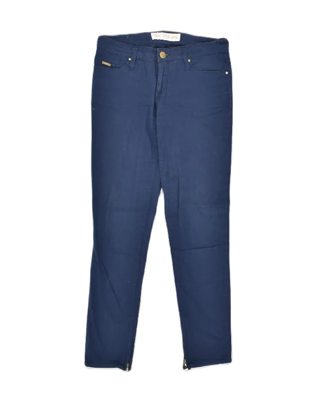 RIFLE Womens Skinny Casual Trousers W30 L29 Navy Blue Cotton Trousers Designer Luxury