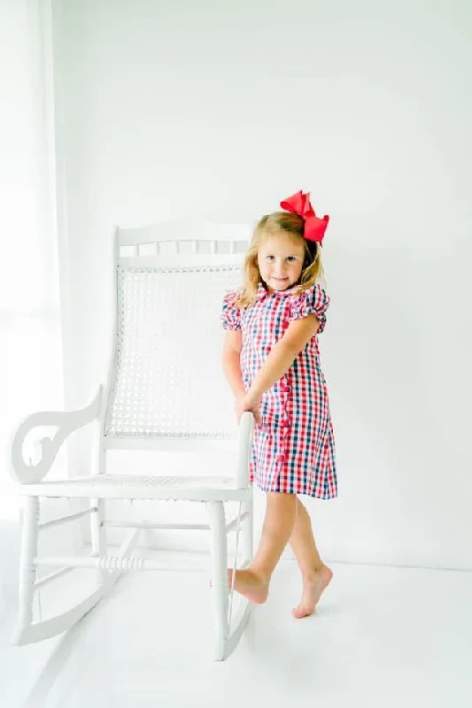 Red, White, and Blue Checked Dress Tunics Custom made