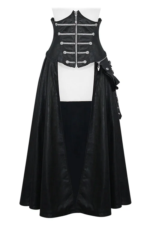 Black Chain Shaped Ribbons Zipper Up Leather Big Swing Punk Womens Half Skirt wool skirt breathable Black Chain Shaped Ribbons Zipper Up Leather Big Swing Punk Womens Half Skirt wool skirt breathable