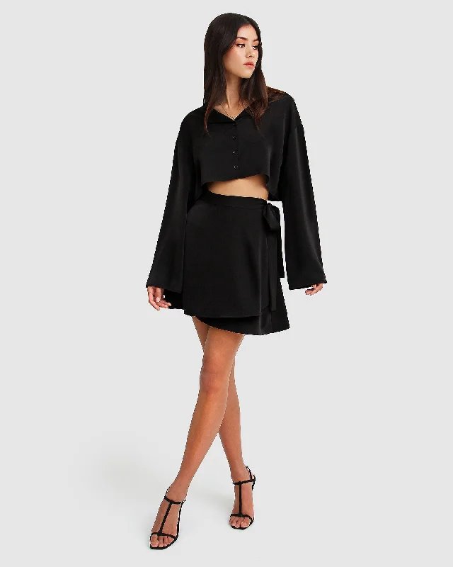 Before You Go Skirt - Black silk skirt luxurious