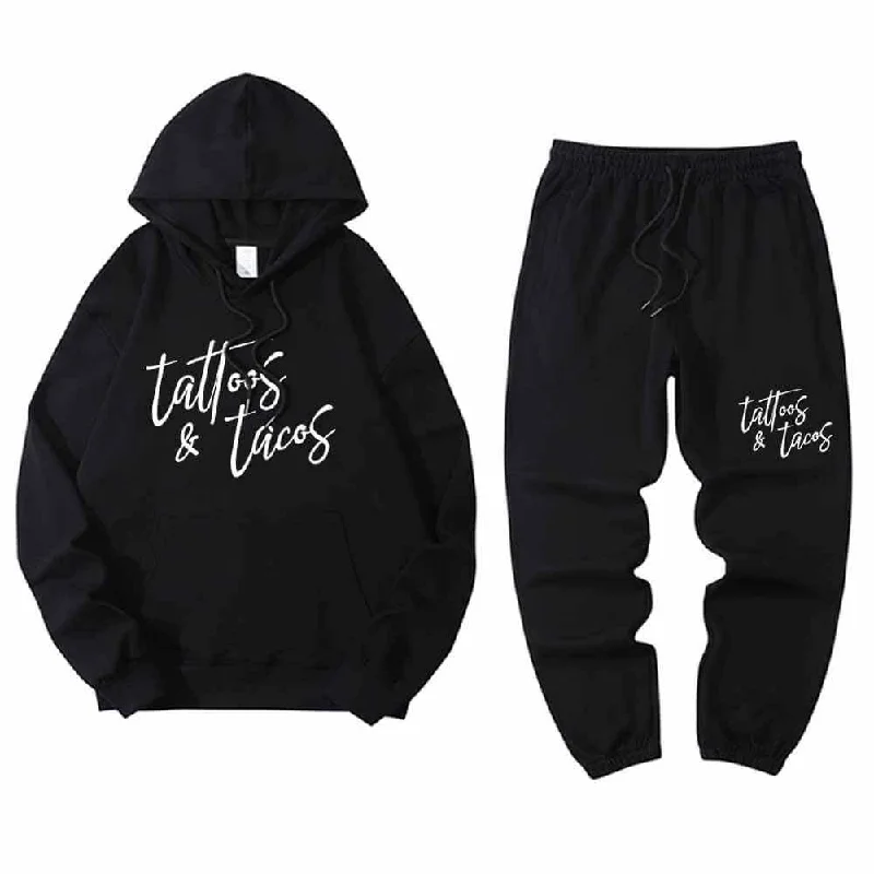 Multicolor Tattoos And Tacos Crew Collar Hoodie Pants Set Zip Hoodie Drawstring Kangaroo Pocket Multicolor Tattoos And Tacos Crew Collar Hoodie Pants Set Zip Hoodie Drawstring Kangaroo Pocket