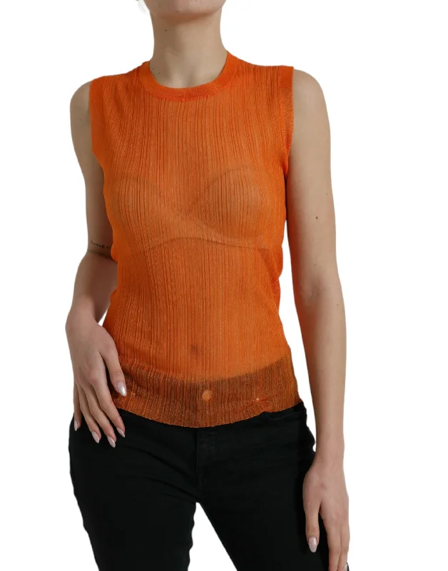 Dolce & Gabbana Chic Orange Crew Neck Tank Women's Top loose fit tank