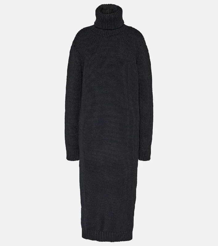 Saint Laurent Ribbed-knit wool sweater dress Rayon Fabric Velvet Fabric Corduroy Fabric