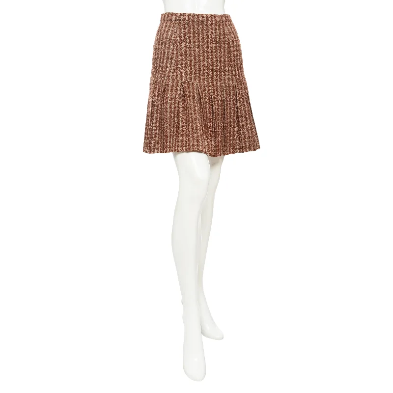 1997 Brown Wool-Blend Pleated Mini Skirt pleated skirt texture