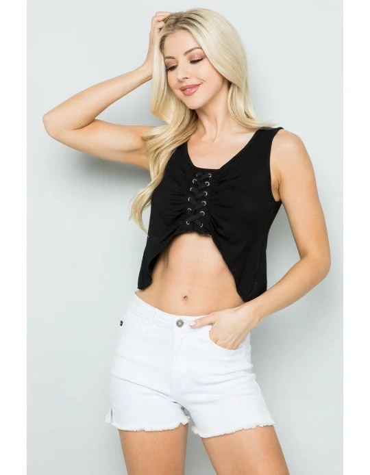 Kathmandu Imports Black Crop Tank Top baby blue tank