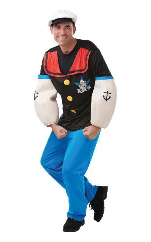 Mens Pop Popeye 80s Navy Cartoon TV Fancy Dress Costume Tunics Sophisticated sleek