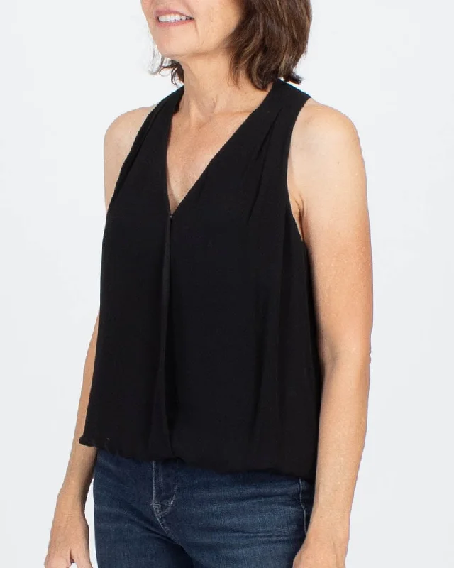 Black V Neck Silk Tank chic tank top