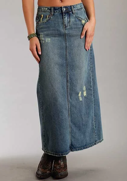 Women's Roper Long Denim Skirt #11-060-0202-0469BU cashmere skirt fine