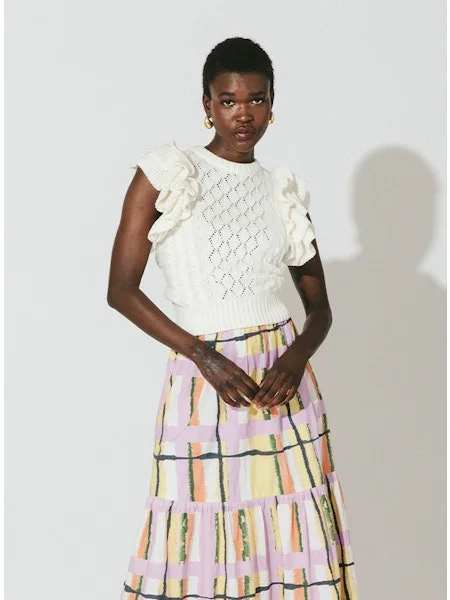 Cleobella Hedda Sweater in Ivory Ribbed Striped Patterned