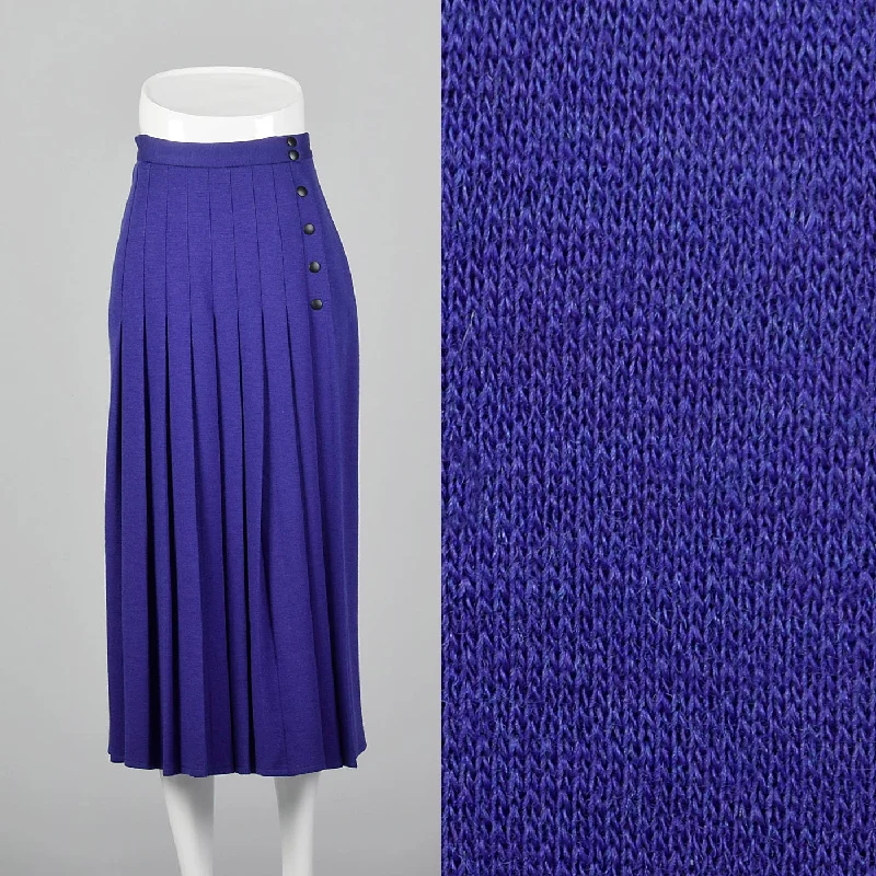 1990s Sonia Rykiel Purple Knit Pleated Skirt corduroy skirt durable