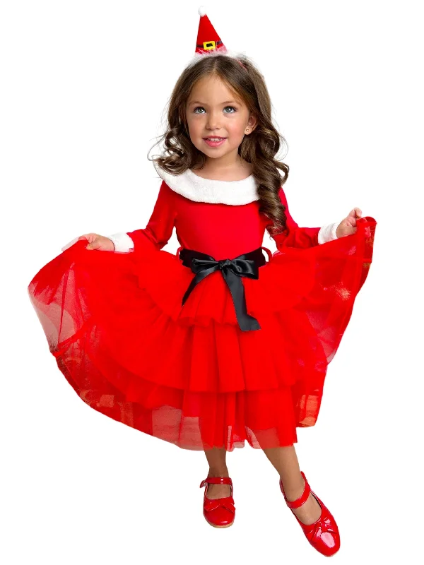 North Pole Princess Tiered Tulle Dress Tunics Office stylish