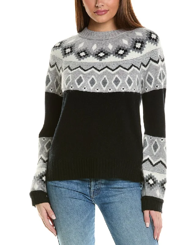 Hannah Rose Fairisle Wool, Angora & Cashmere-Blend Sweater Mesh Sweater Canvas Denim