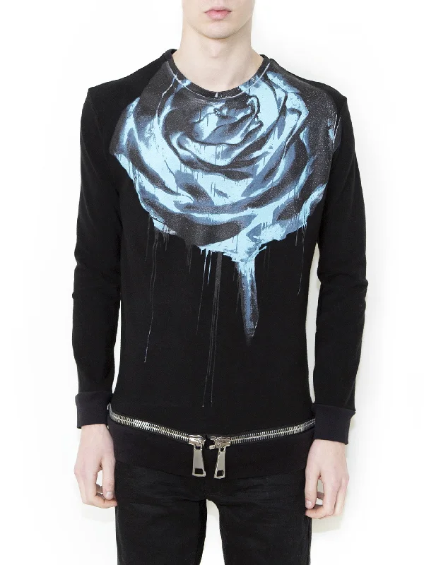 ROSE INVERTED Unisex Sweatshirt Hoodie with Distressed Vintage Worn