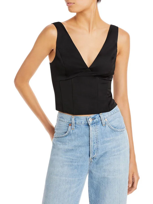 Womens Satin Cropped Tank Top athletic tank top