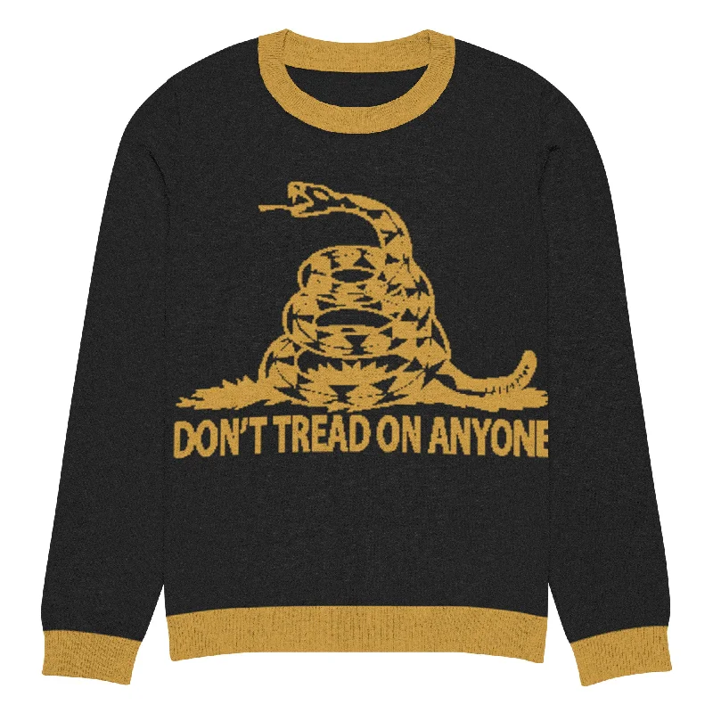 Don't Tread on Anyone Knit "ugly Christmas Sweater" Herringbone Houndstooth Plaid