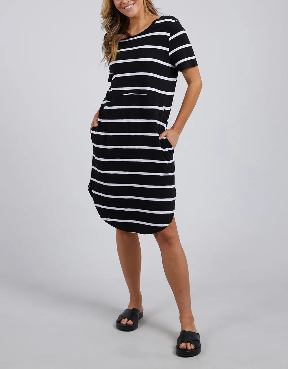 FOXWOOD BAY STRIPE DRESS - BLACK / WHITE STRIPE Tunics Spring floral