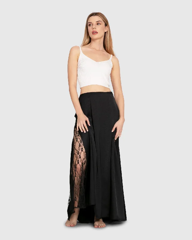 California Dreamin' Maxi Skirt - Black tiered skirt playful