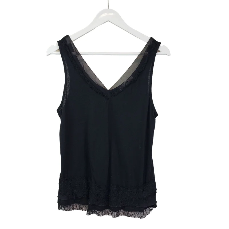 Oscar de la Renta Pink Label Intimates Lace Tiered Trim Tank Top Size Small cherry red tank