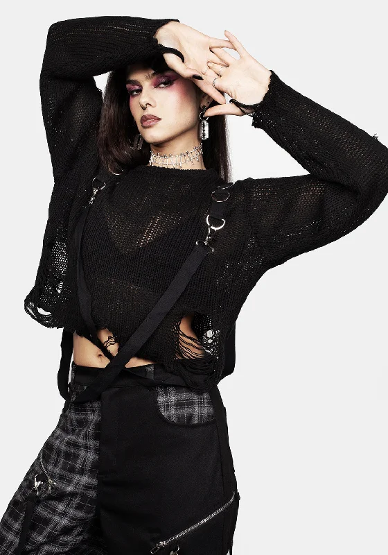 Rebellion Hardware Bondage Sweater Mesh Fabric Canvas Fabric Denim Fabric