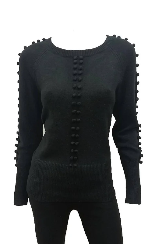 Ashton Long Sleeve Sweater In Black Print Jacquard Patchwork