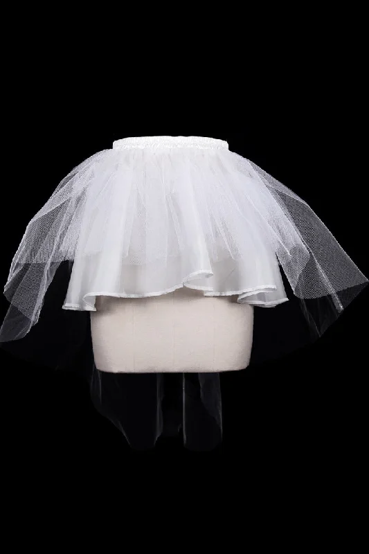 White Hard Mesh Short Front Long Back Short Women's Gothic Underskirt button skirt front White Hard Mesh Short Front Long Back Short Women's Gothic Underskirt button skirt front