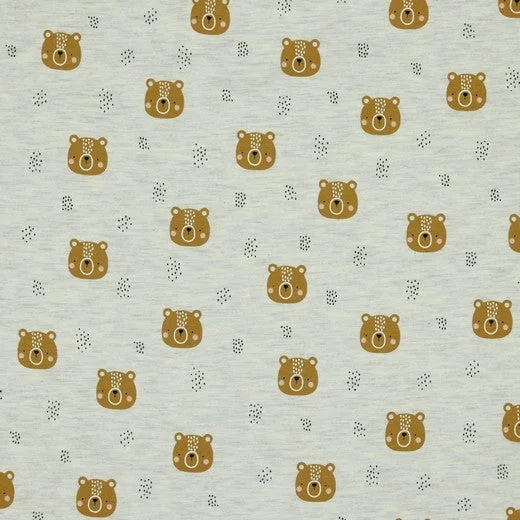 Little Bear Ecru Melange Cotton Jersey Fabric Limited Edition Jersey Tee