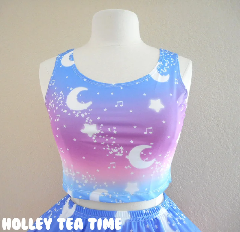 Magical Fairy Time - Rainbow Twilight Crop Top [Made To Order] Wool Fabric Cashmere Fabric Tweed Fabric