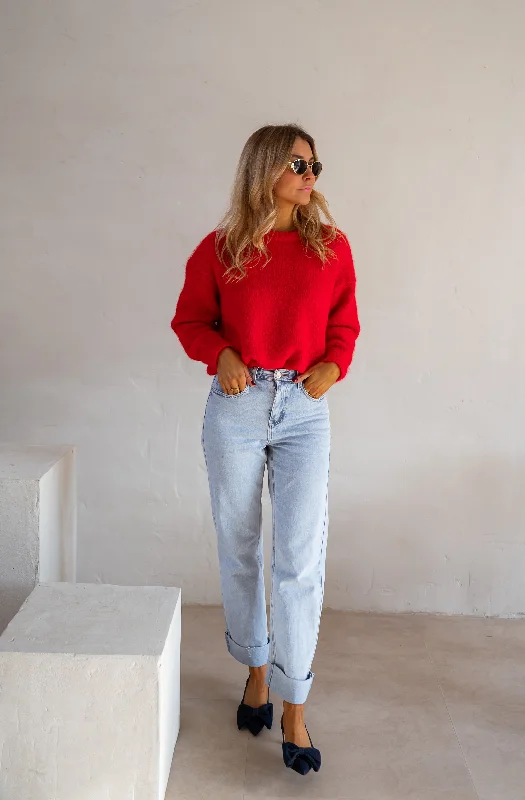 Red Melania Sweater Hooded Caped Shawl Collar