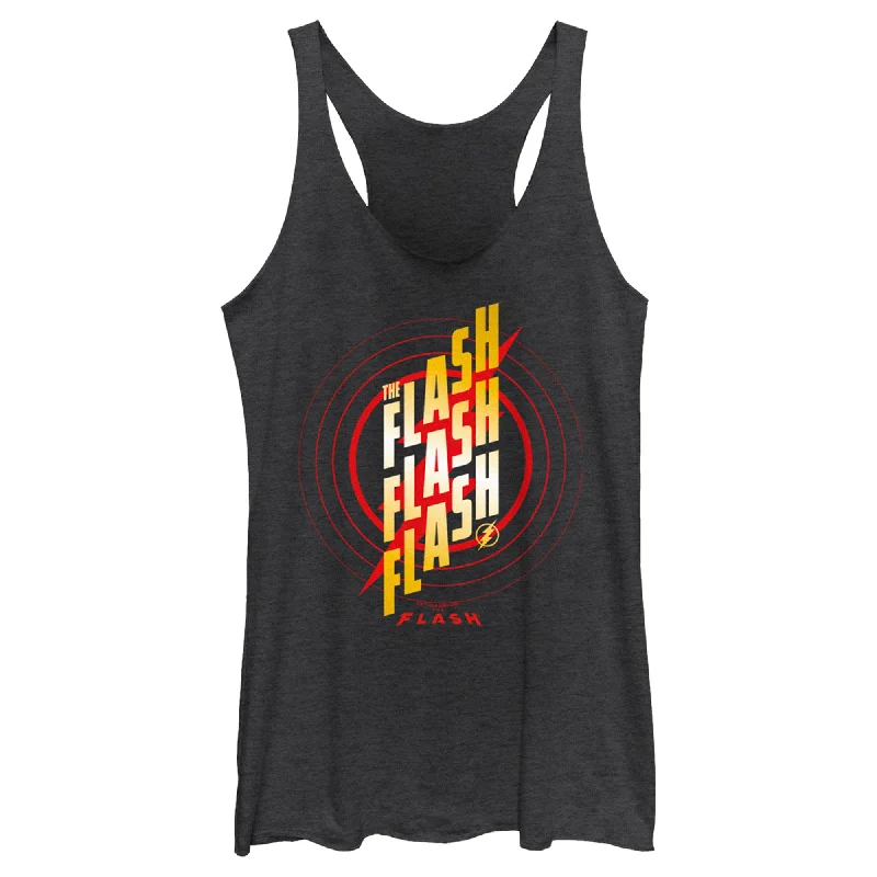 Women's The Flash Triple Gold Logo Racerback Tank Top comfortable tank top