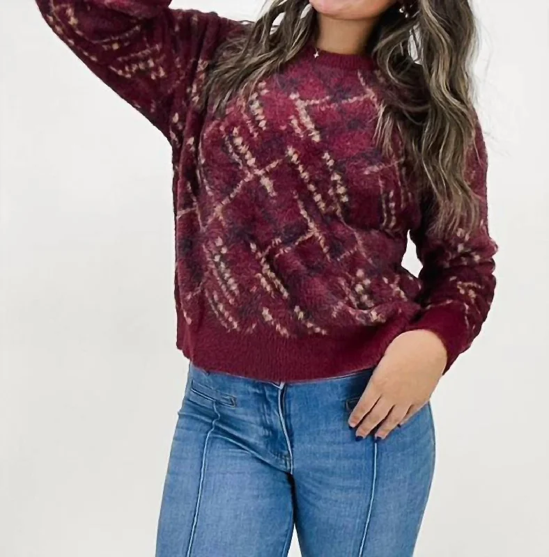 Charity Sweater In Burgundy Open Front Closed Front Wrap Front