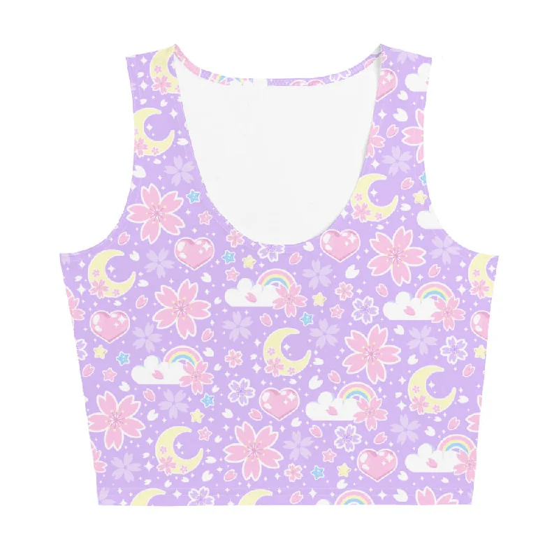 Cherry Blossom Dreams Purple Crop Top Crop Top Seamless Stretchy