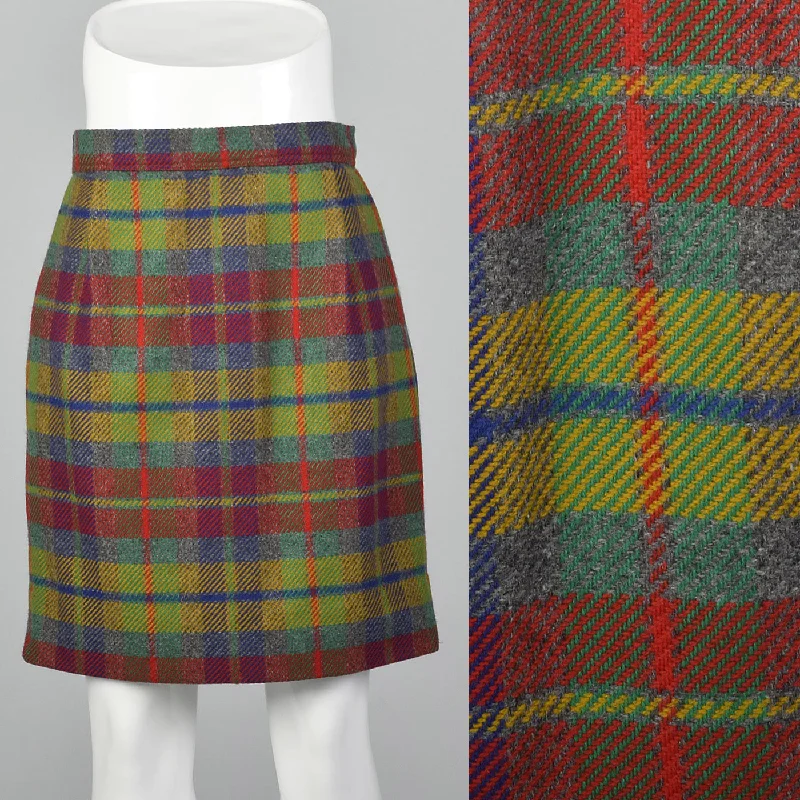 1990s Emanuel Ungaro Parallele Colorful Plaid Mini Skirt lace skirt romantic