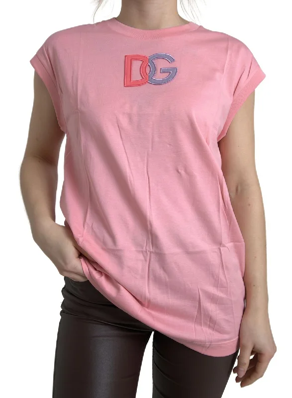 Dolce & Gabbana Elegant Pink Cotton Crew Neck Tank Women's Top grey tank top