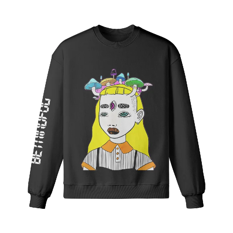 Be Mindful Oversized Sweatshirt Hoodie with Lace Feminine Delicate