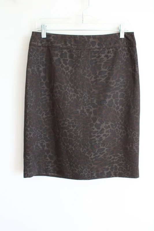 Willi Smith Cheetah Print Brown Satin Skirt | 8 linen skirt breathable