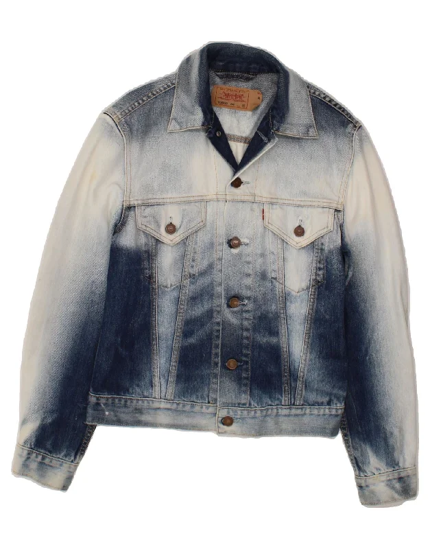 LEVI'S Womens Denim Jacket UK 14 Medium Blue Colourblock Cotton Cardigan Sweater Pullover