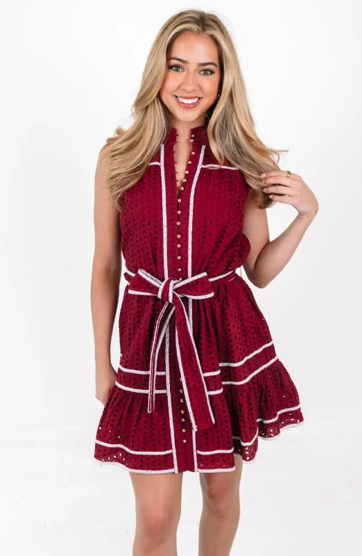 Maroon Eyelet Dress Tunics Custom made