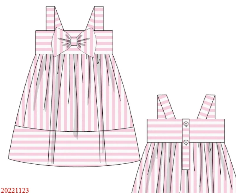 Pink Striped Knit Bow Front Dress Tunics Designer luxury