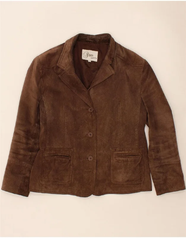 PACO Womens Suede 3 Button Blazer Jacket UK 16 Large Brown Leather Rayon Jacket Velvet Jacket Corduroy Jacket PACO Womens Suede 3 Button Blazer Jacket UK 16 Large Brown Leather Rayon Jacket Velvet Jacket Corduroy Jacket